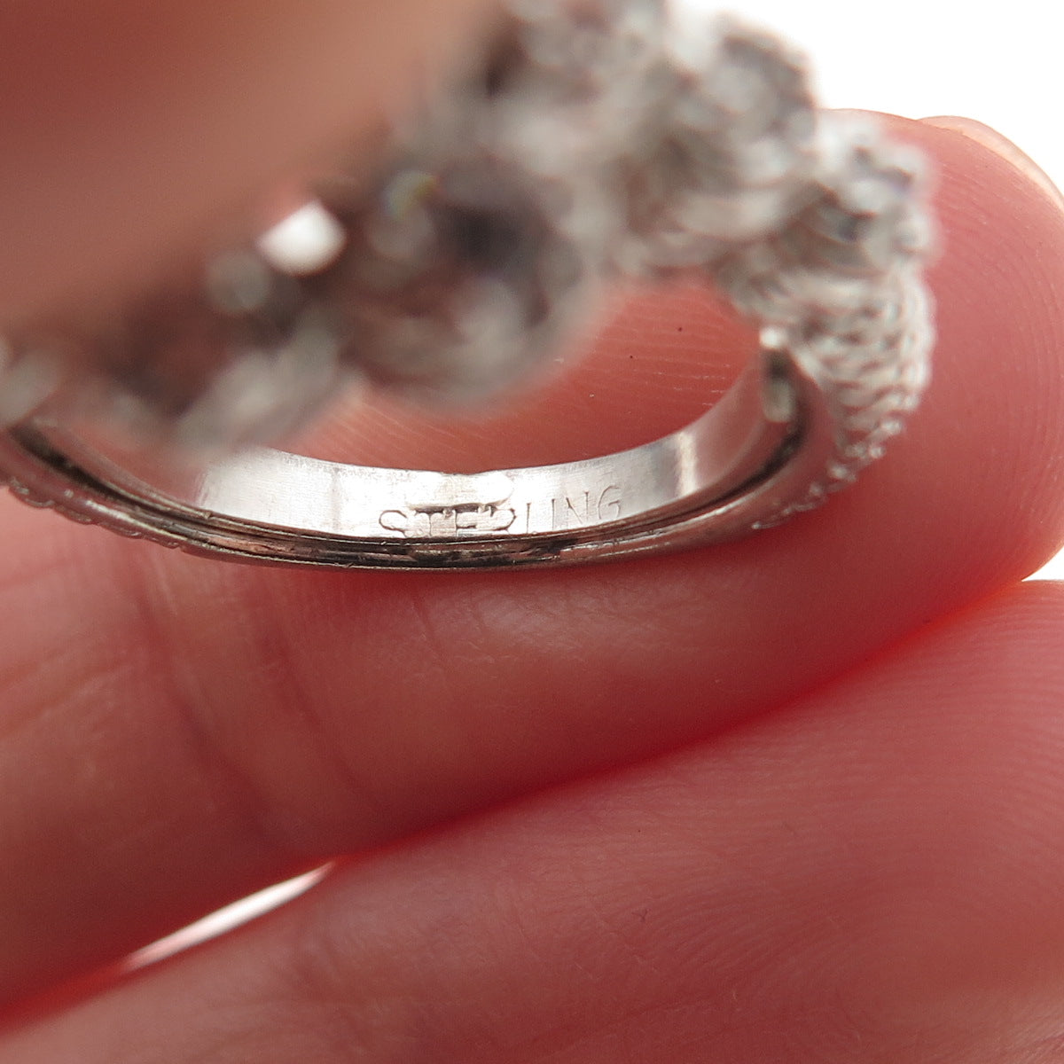 Judith Ripka 925 Sterling Silver Round-Cut C Z Adjustable Ring Size 6.5
