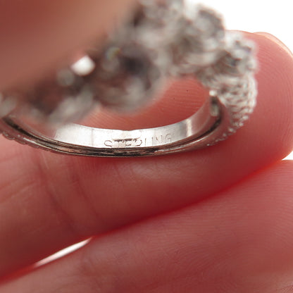Judith Ripka 925 Sterling Silver Round-Cut C Z Adjustable Ring Size 6.5