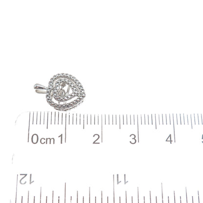 925 Sterling Silver Round-Cut C Z Double Heart Minimalist Charm Pendant