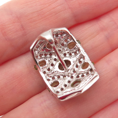 925 Sterling Silver Real Peridot & White Topaz Slide Charm Pendant