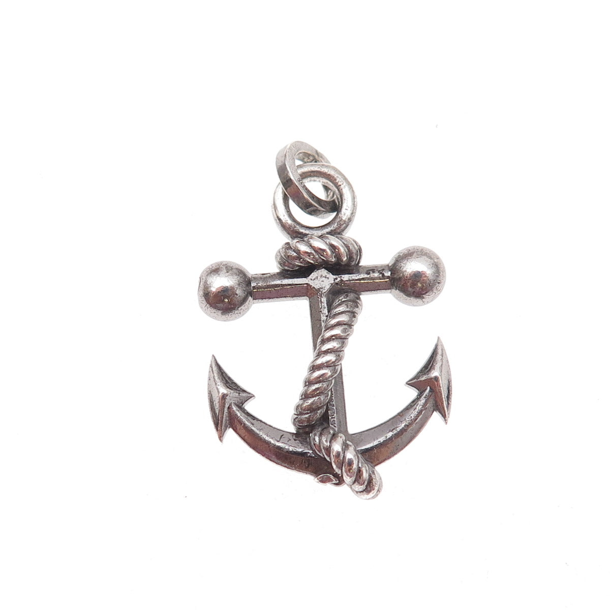 925 Sterling Silver Vintage Italy Anchor Oxidized Charm Pendant