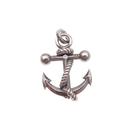925 Sterling Silver Vintage Italy Anchor Oxidized Charm Pendant