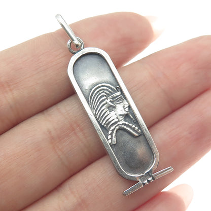 800 Silver Vintage Egypt Pharaoh & Scarab Cartouche Pendant