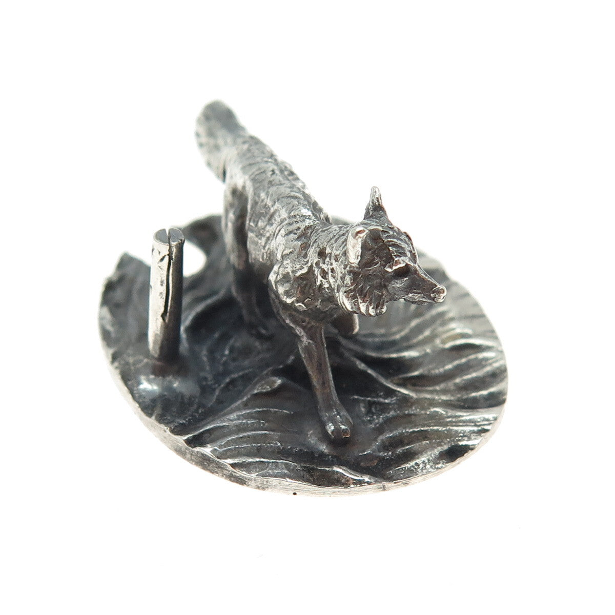 800 Silver Antique Italy Hunting Fox Oxidized Miniature Figurine