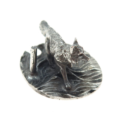 800 Silver Antique Italy Hunting Fox Oxidized Miniature Figurine