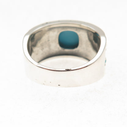 925 Sterling Silver Real Sleeping Beauty Turquoise Oxidized Ring Size 8.5