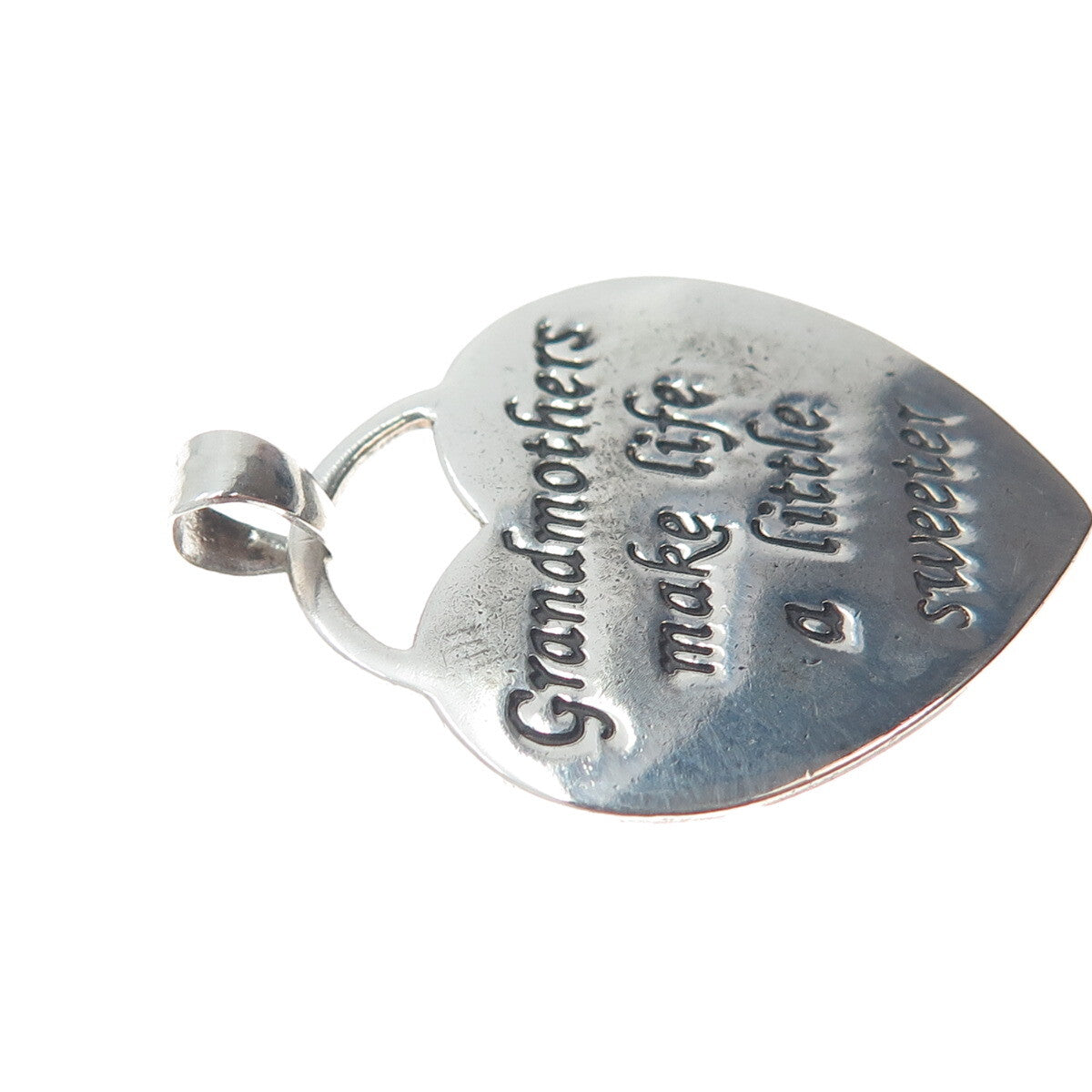 925 Sterling Silver Vintage Grandmothers Heart Charm Pendant