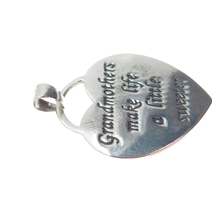 925 Sterling Silver Vintage Grandmothers Heart Charm Pendant