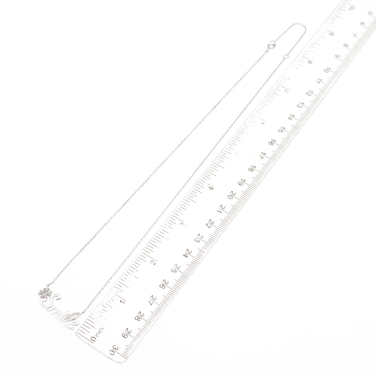 925 Sterling Silver Round-Cut C Z #Smile Cable Chain Necklace 16-18"