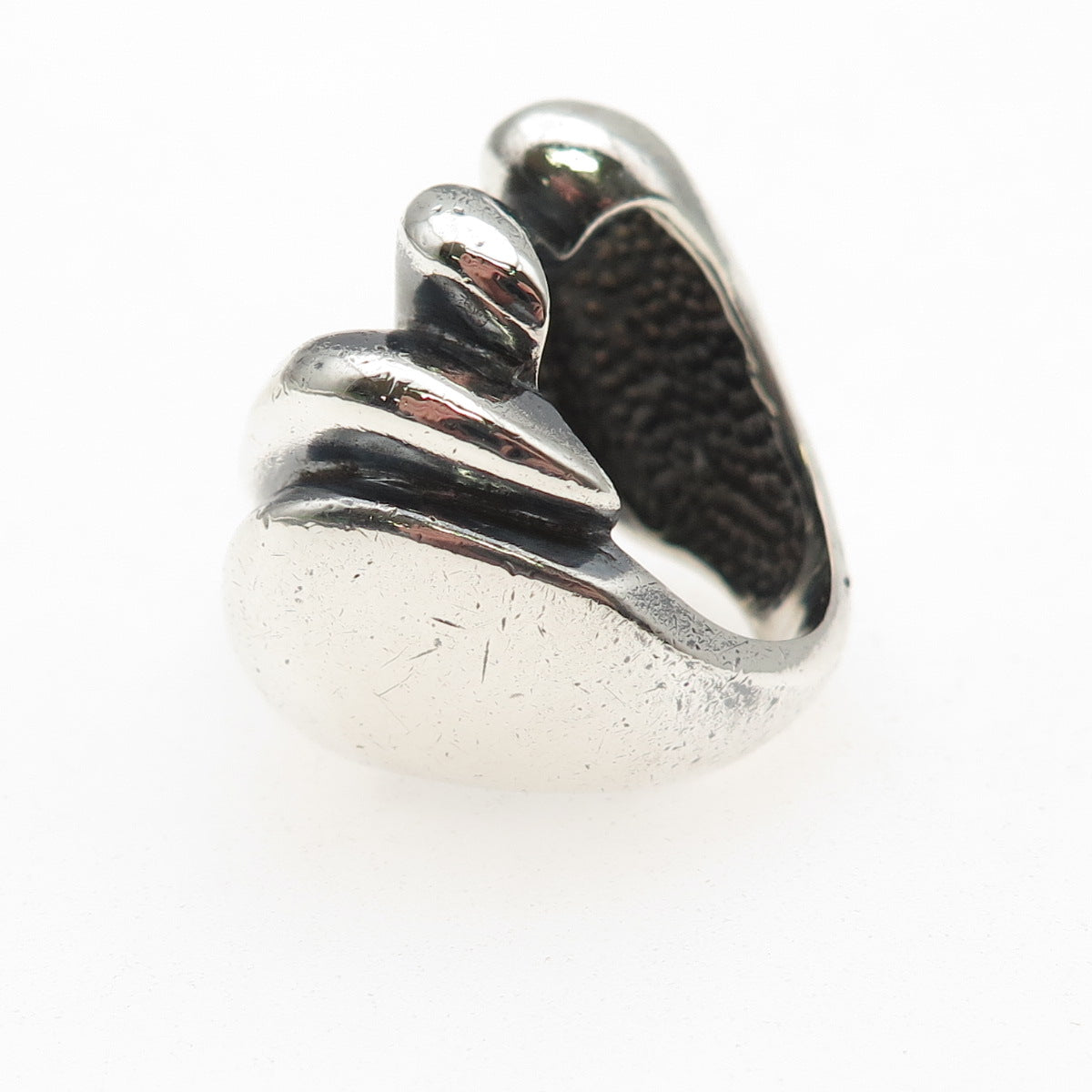 925 Sterling Silver Vintage Modernist Oxidized Ring Size 5.75