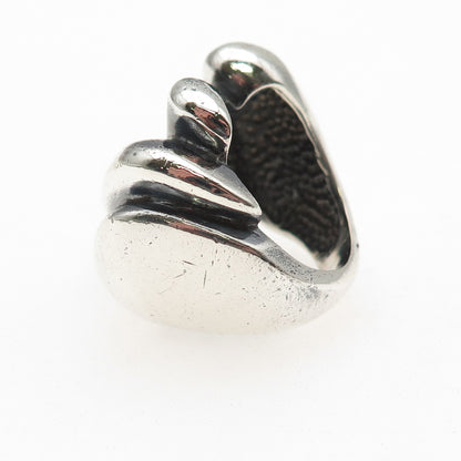 925 Sterling Silver Vintage Modernist Oxidized Ring Size 5.75