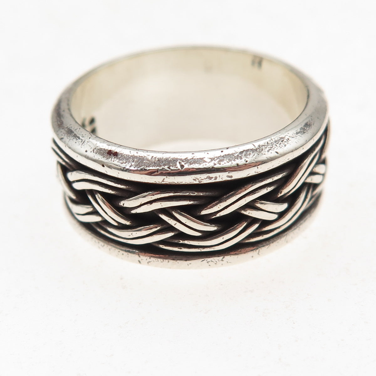 925 Sterling Silver Vintage Mexico Braided Oxidized Band Ring Size 10