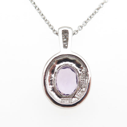 ANNIKA WITT 925 Sterling Silver Real Amethyst Cable Chain Necklace 16"