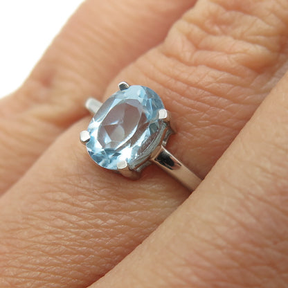 DAZZLERS 925 Sterling Silver Real Blue Topaz Gemstone Ring Size 6