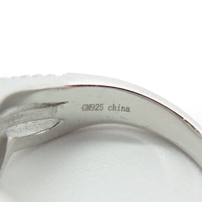 925 Sterling Silver Pave C Z Wavy Ring Size 6.25