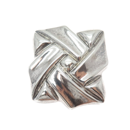 925 Sterling Silver Vintage Mexico Modernist Oxidized Pin Brooch / Pendant