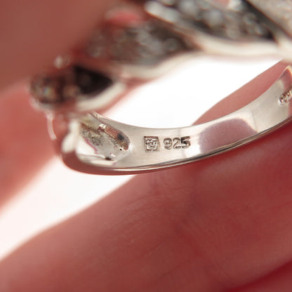 Michelle Albala 925 Sterling Silver Real Cognac & White Diamond Ring Size 5.25