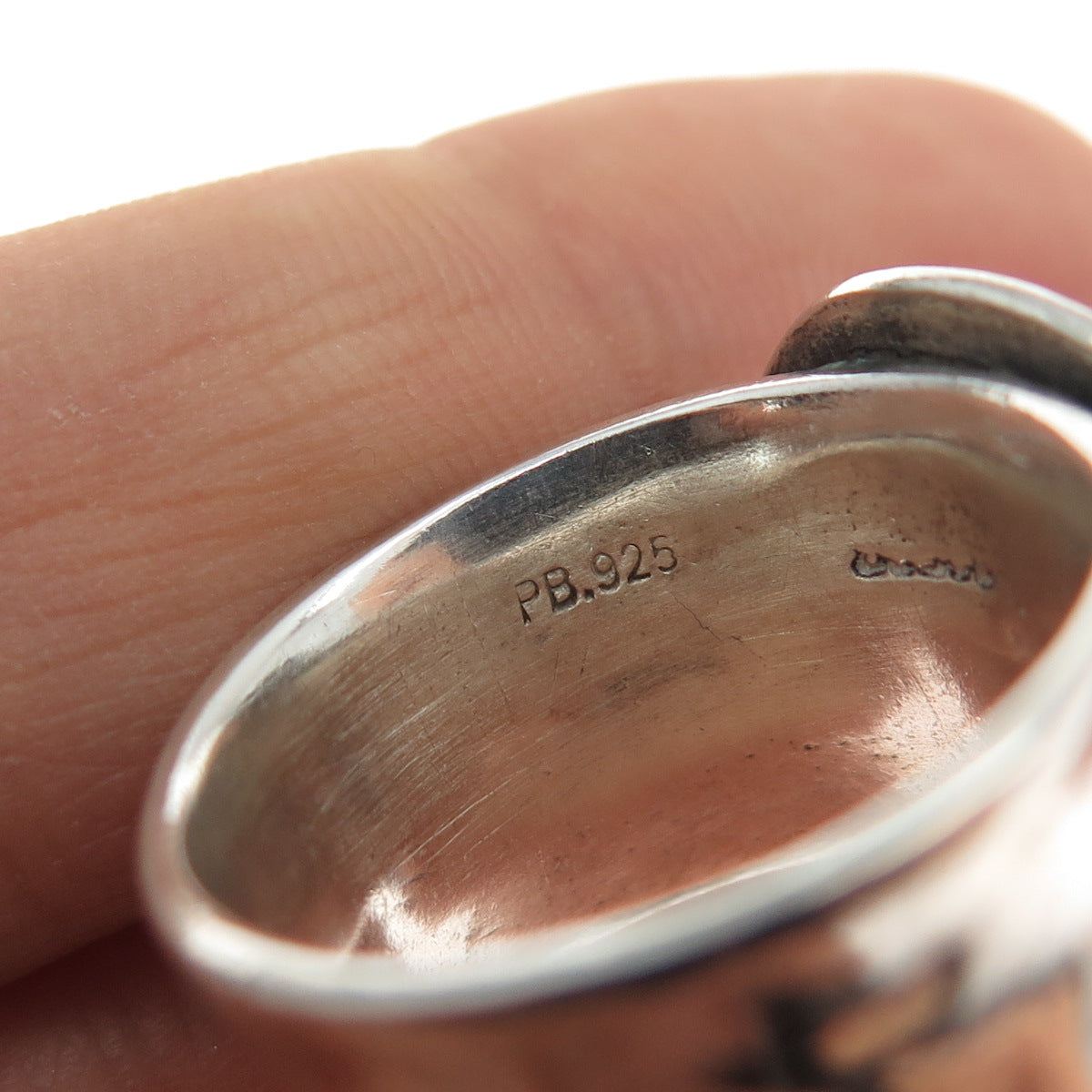 PAUL BRACKNA 925 Sterling Silver Vintage Modernist Disc Oxidized Ring Size 7.5