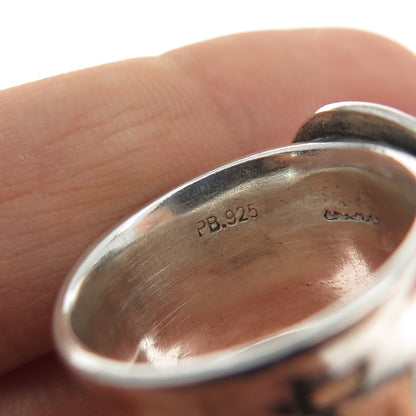 PAUL BRACKNA 925 Sterling Silver Vintage Modernist Disc Oxidized Ring Size 7.5