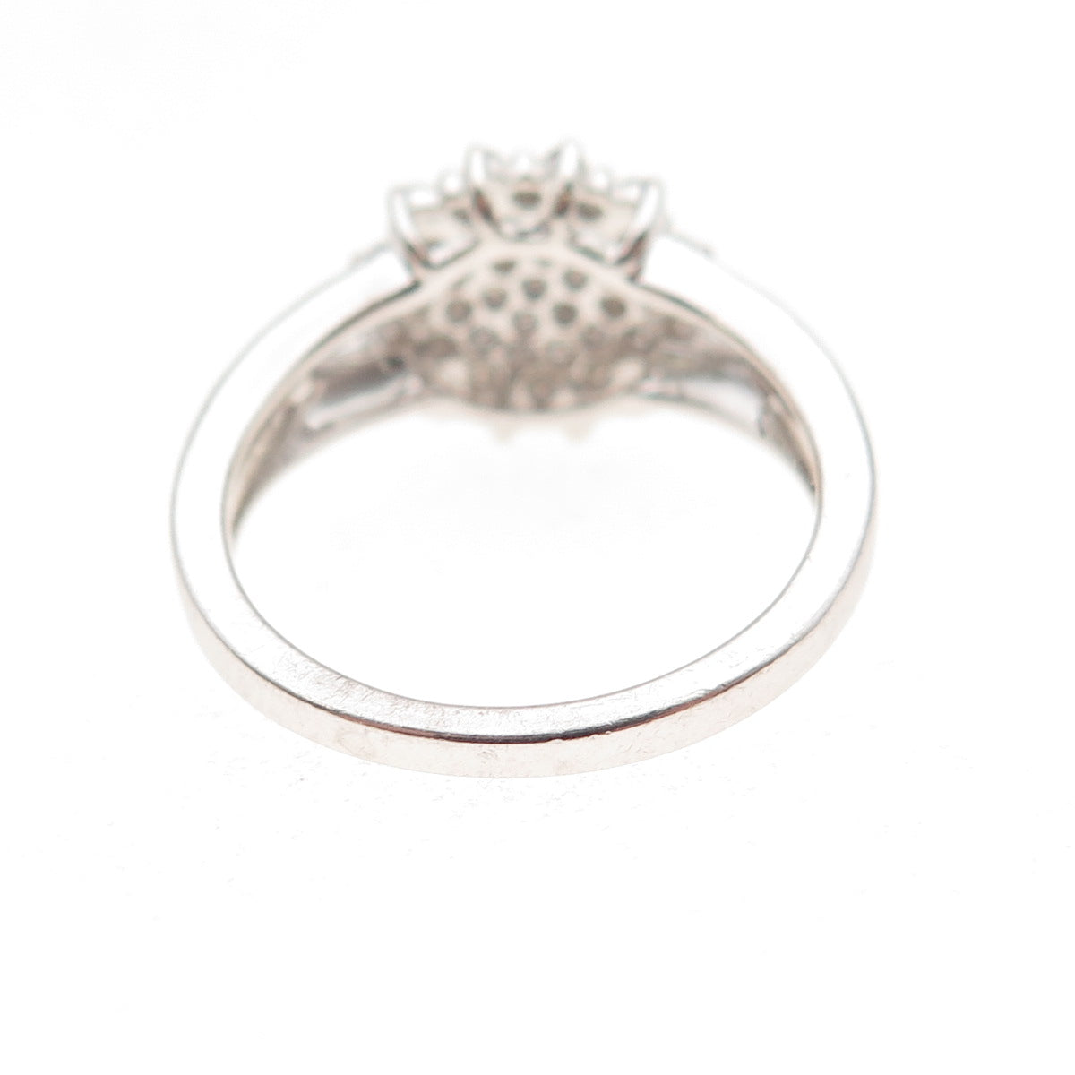 925 Sterling Silver Real Round-Cut Diamond Ring Size 6.25