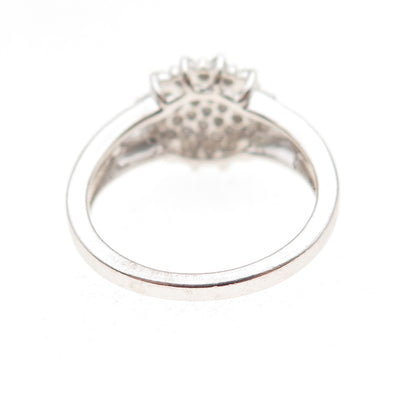 925 Sterling Silver Real Round-Cut Diamond Ring Size 6.25