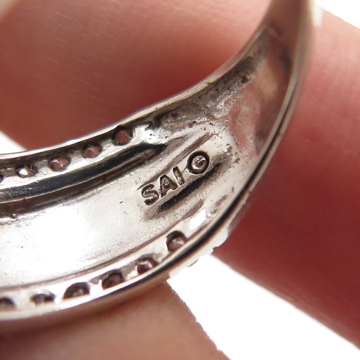 SAI 925 Sterling Silver Round-Cut C Z Ring Size 6.75