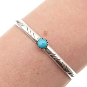 Old Pawn 925 Sterling Silver Vintage Turquoise Snake Eye Adjustable Bracelet 5"