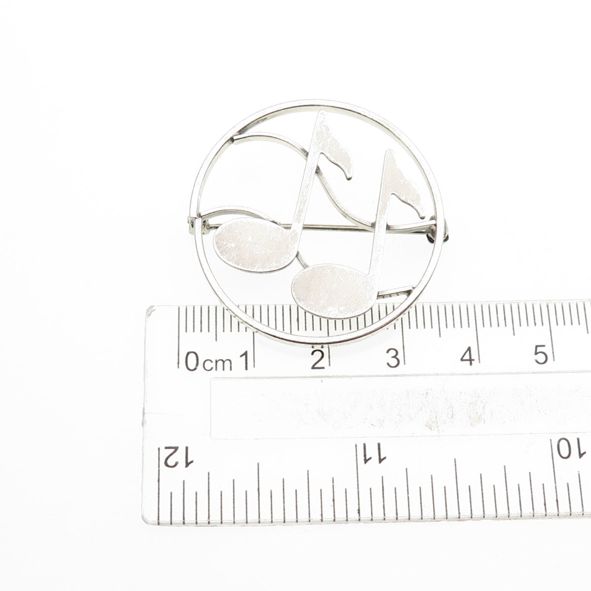 BEAU 925 Sterling Silver Vintage Music Notes Oxidized Pin Brooch