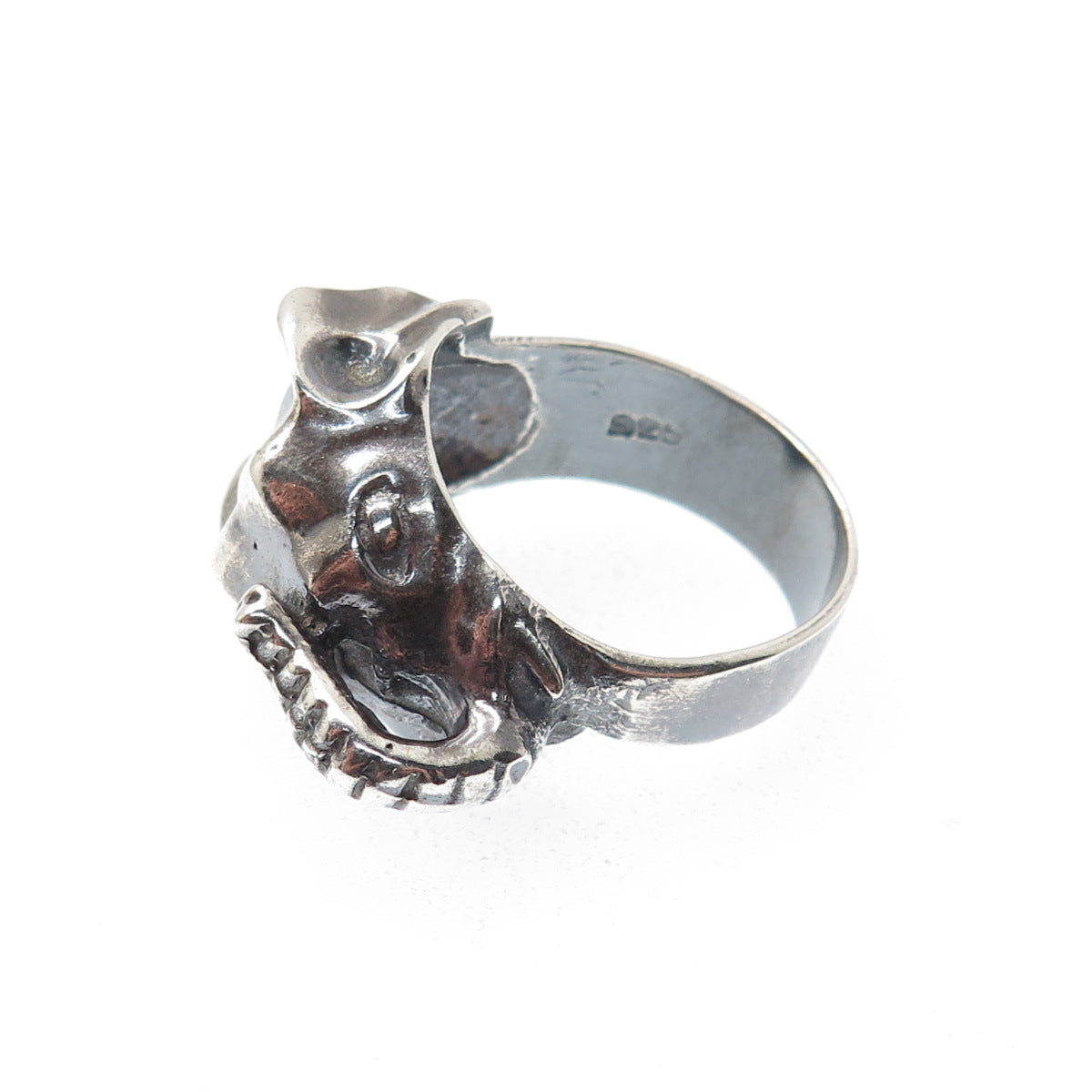 925 Sterling Silver Vintage Mexico Elephant Oxidized Ring Size 9.75