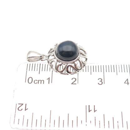 925 Sterling Silver Vintage J&T Real Sapphire Ornate Mini Charm Pendant
