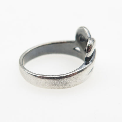 925 Sterling Silver Vintage Modernist Love Knot Oxidized Ring Size 6.5