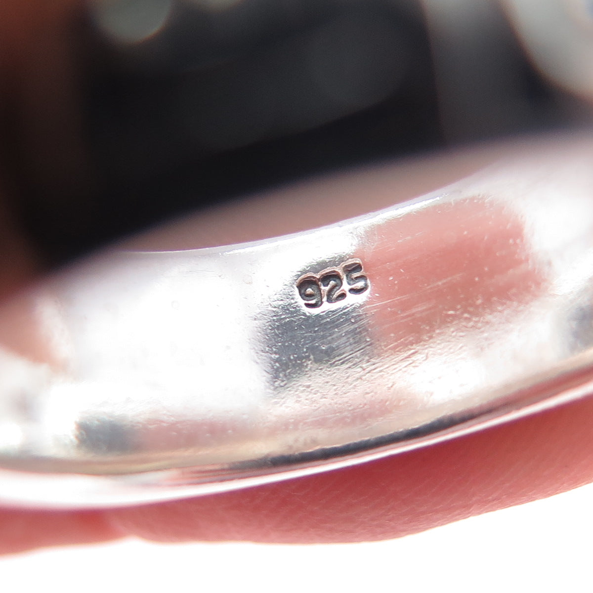 925 Sterling Silver Vintage Greek Maze Oxidized Band Ring Size 9.5