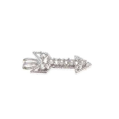925 Sterling Silver Vintage Round-Cut C Z Arrow Minimalist Charm Pendant