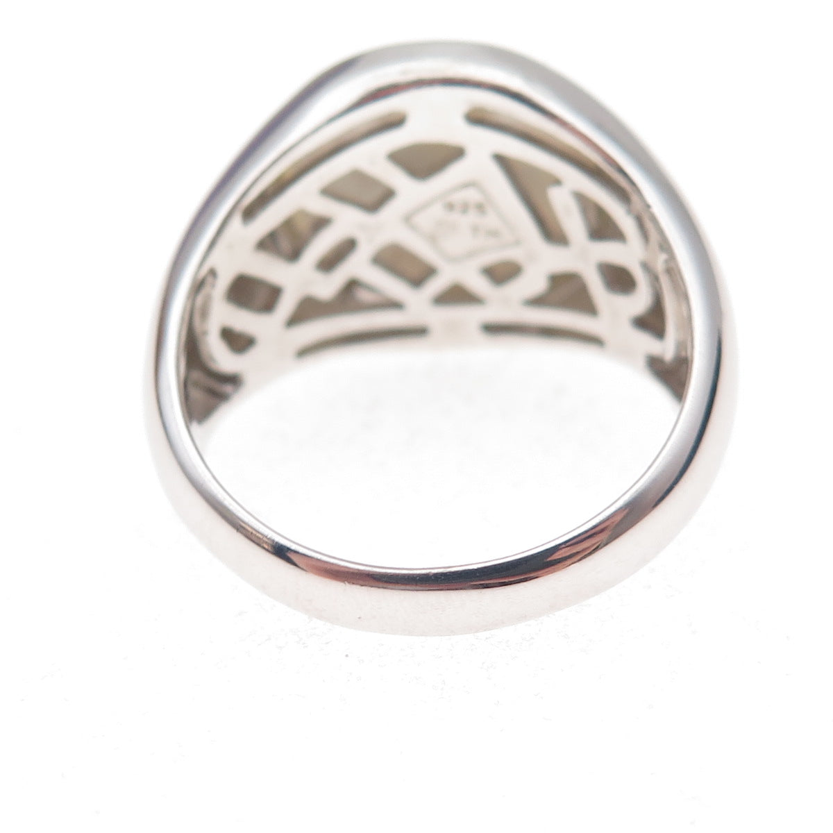 Dasan 925 Sterling Silver Vintage Real MOP Skull Crossbones Ring Size 10.5