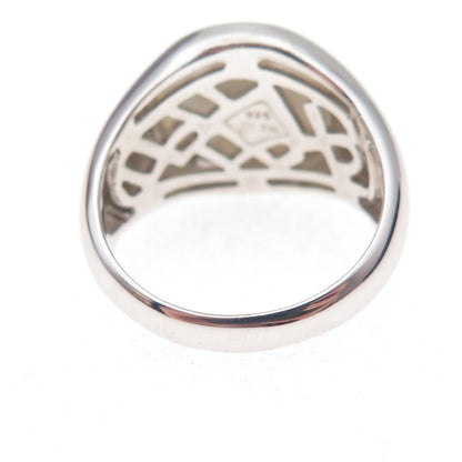 Dasan 925 Sterling Silver Vintage Real MOP Skull Crossbones Ring Size 10.5
