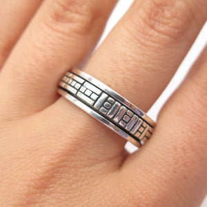 925 Sterling Silver Vintage Geometric Rotating Band Ring Size 11 1/4