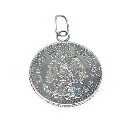 925 Sterling Antique 1937 20 Centavos Estados Unidos Mexicanos Coin Pendant