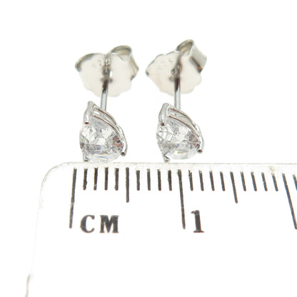 925 Sterling Silver Pear-Cut Shaped White C Z Stud Earrings