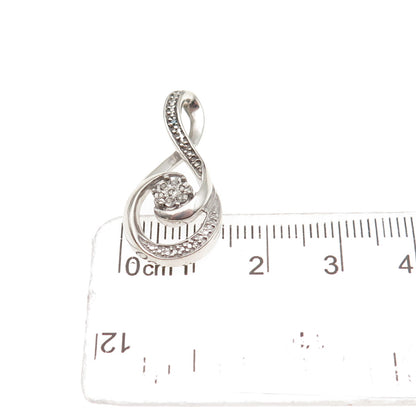 925 Sterling Silver Real Round-Cut Blue & White Diamond Infinity Charm Pendant