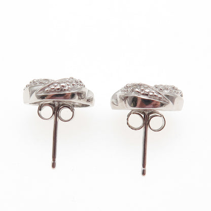 Charles Winston 925 Sterling Silver Real Diamond Twisted Knot Stud Earrings