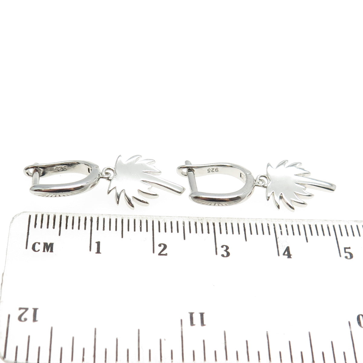 925 Sterling Silver Palm Tree Dangling Earrings