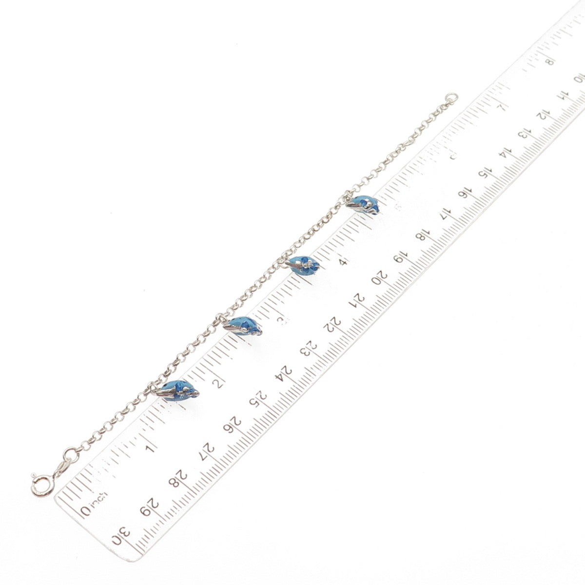 925 Sterling Silver Vintage Italy Enamel Dolphin Rolo Link Bracelet 5.75-6.75"