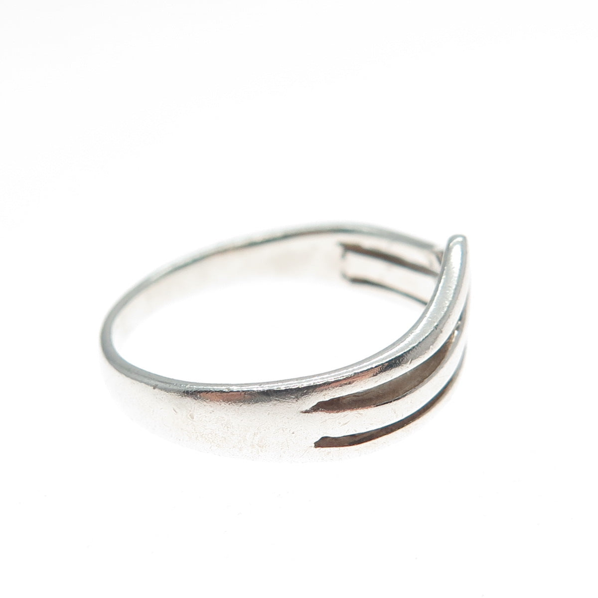 925 Sterling Silver Vintage Chevron 3-Row Ring Size 5.75