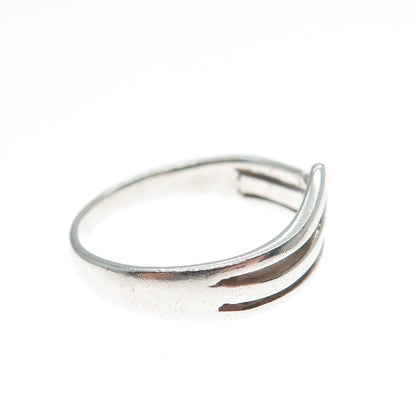 925 Sterling Silver Vintage Chevron 3-Row Ring Size 5.75