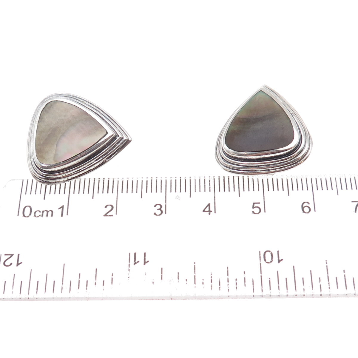 Paul Brackna 925 Sterling Silver Vintage Real Abalone Shell Clip On Earrings