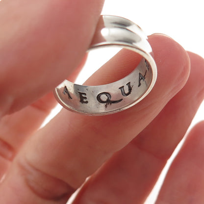 Laurel Elliot 925 Sterling Silver Vintage Aequalitas Band Ring Size 7