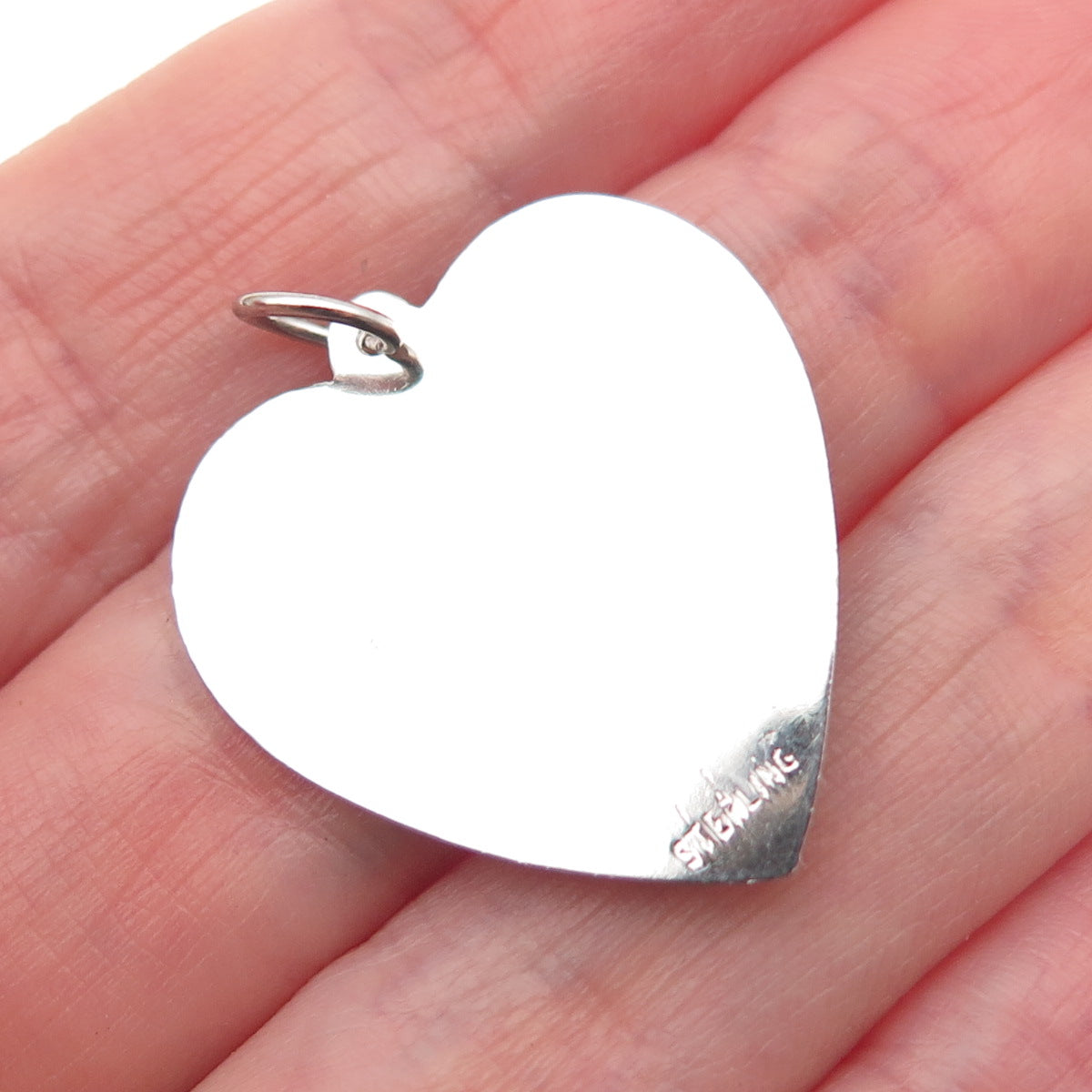 925 Sterling Silver Vintage Rhinestone A Date to Remember Heart Pendant