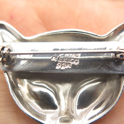 925 Sterling Silver Vintage Mexico Cat / Kitty Pin Brooch