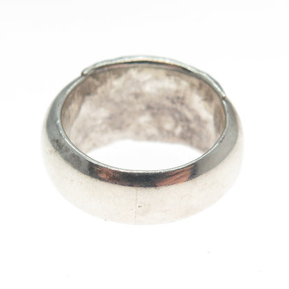 925 Sterling Silver Vintage Modernist Hammered Oxidized Ring Size 6.5