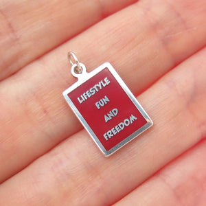 925 Sterling Silver Red Enamel Lifestyle Fun & Freedom Minimalist Charm Pendant